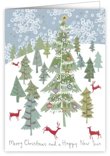 Raindeers and Spruce Trees, Xmas, Greeting Card