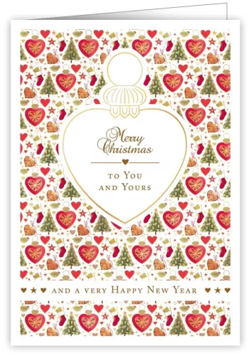 Heart Ornaments, Xmas, Greeting Card