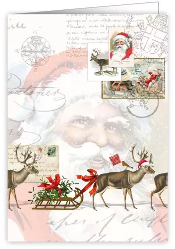 Raindeers and a sleigh, Xmas Bellini, Greeting Card