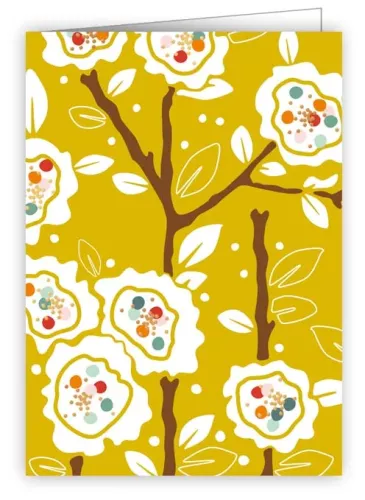 White Flower on Yellow Background, Minicard