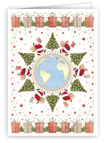 Santa delivering presents, Minicard