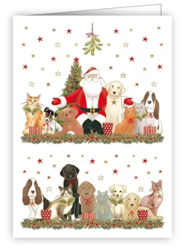 Santa, Dogs and Cats, Minicard