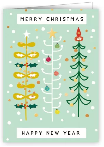 Trees On Blue Background, Mini Cards