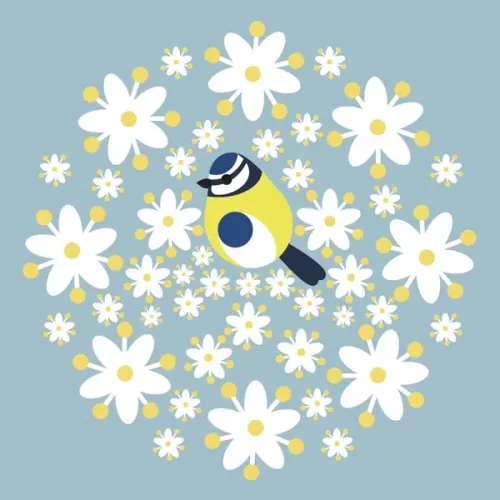 Blue Tit On Gift Bag, Everyday Single Card