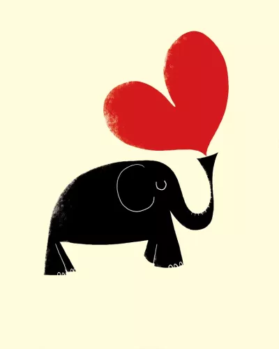 Elephant And Heart,  Everyday Single Card
