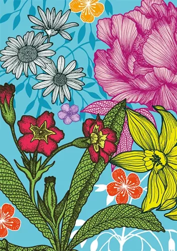 Blue Large Floral, Everyday Single Card