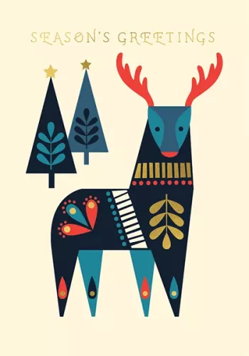Merry Christmas Deer, Xmas Single Card
