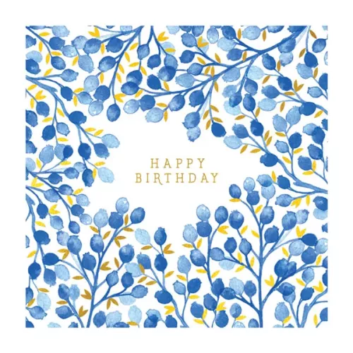 Habby Birthday Blue Foliage, Everyday Single Card