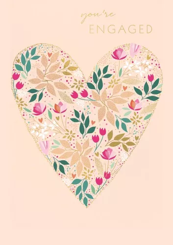 Engaged Floral Heart, Everyday Single Card