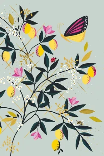 Butterfly & Lemons ,  Box of 10 Notecards