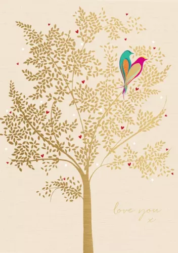 Love You Birds In Tree, Greeting Card