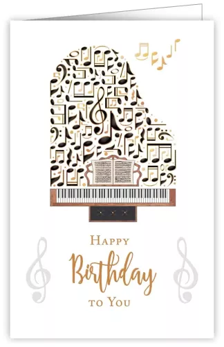 Happy Birthday To You, Piano and Notes, Greeting Card