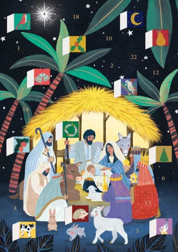 Away in a Manger Advent Calendar Card