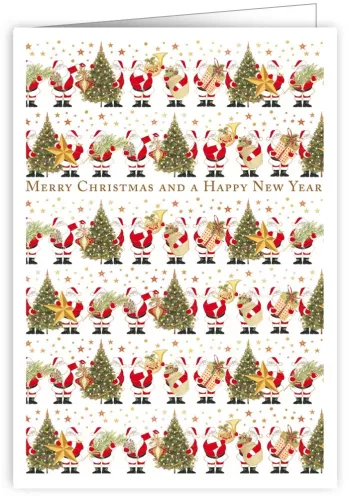 Santa And Trees, Greeting Card