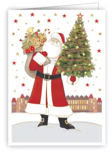 Santa With Presents And Tree, Mini Cards