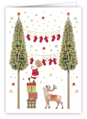 Santa Hanging Presents, Mini Cards