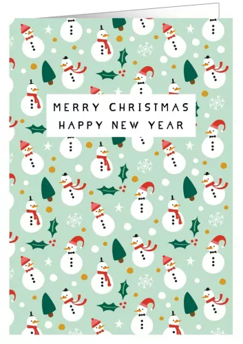 Snowmen with Red Accessories, Greeting Card