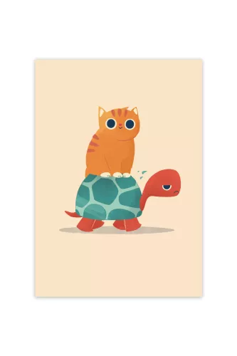 Fat Cat Rides a Turtle, Postcard