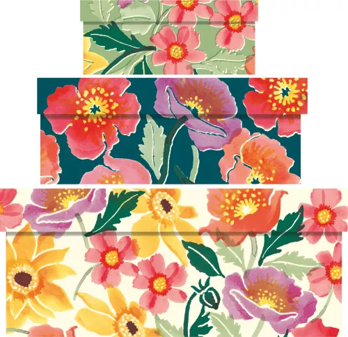 Green Spring Floral Boxes Nest of 3