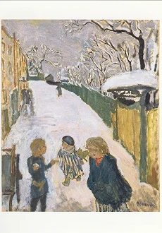 Children playing in the Snow / The Street (1907), Postcard