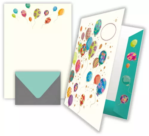 Balloons, Writing Paper in Keepsake Folder