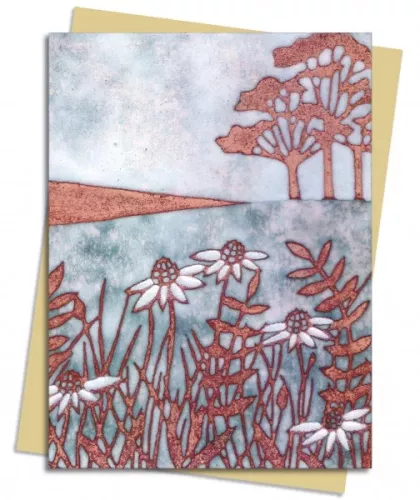 Janine Partington: Copper Foil Meadow Scene Greeting Card