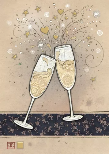 Champagne Glasses, Greeting Card