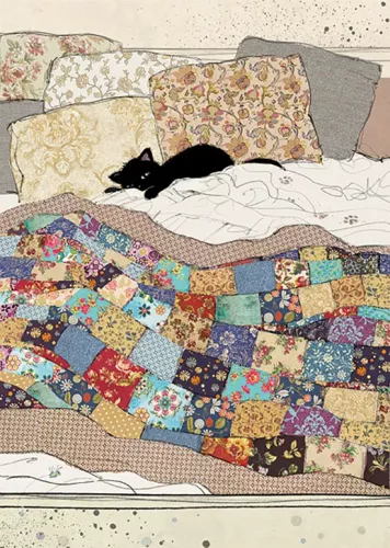 Bed Kitty, Greeting Card