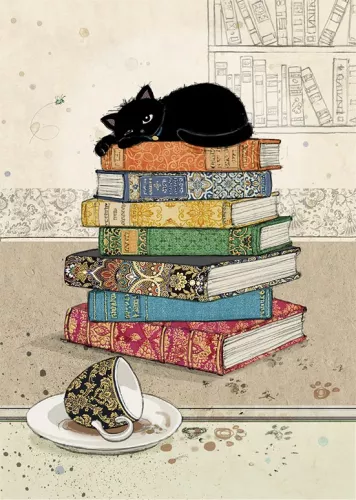 Books Kitty, Greeting Card