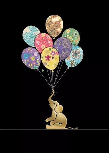 Elephant Balloons, Greeting Card