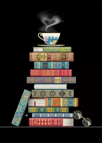 Book Pile, Greeting Card