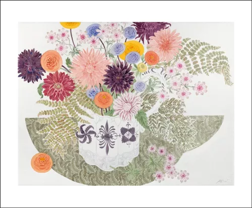 Dahlias, Astrantia and Fern