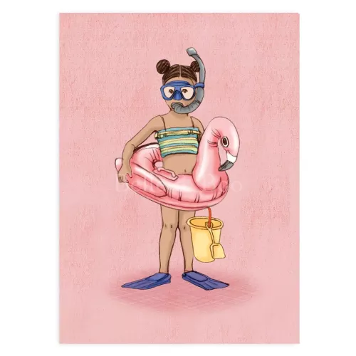 Flamingo Girl, Postcard
