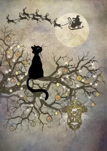 Moon Cat, Greeting Card