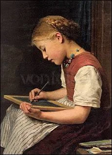 Girl doing her Homework (1879), Postcard