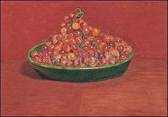 Red Cherries on Red Background (1909), Postcard
