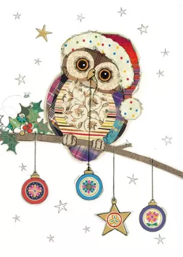 Owl Baubles, Christmas Greeting Card