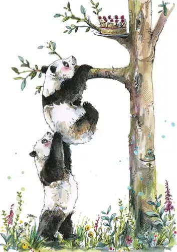 Pandas, Single Greeting Card