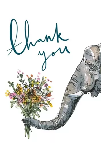 Thank You Elephant, Single Greeting Card