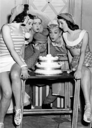 Grumpy man with cake, Greeting Card