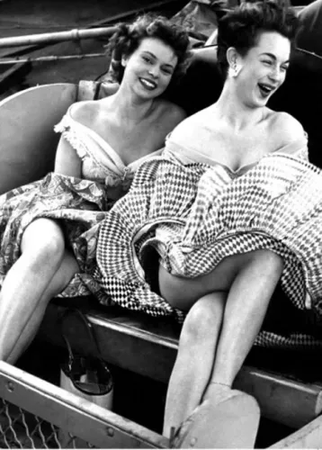 two women at the fairground, Greeting Card