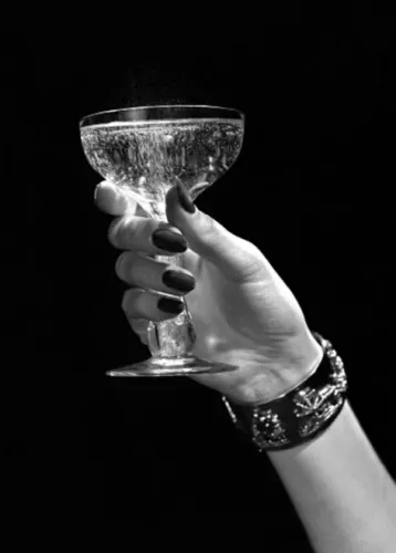 Hand holding champagne glass, Greeting Card