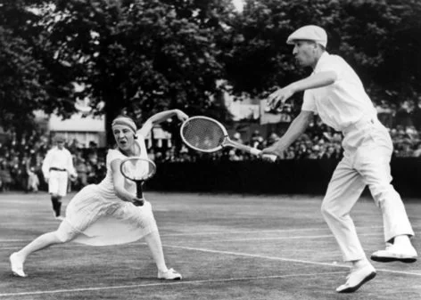 Couple playing tennis, Greeting Card