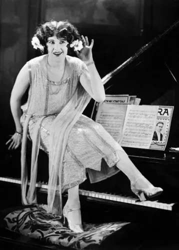 Woman on piano, Greeting Card