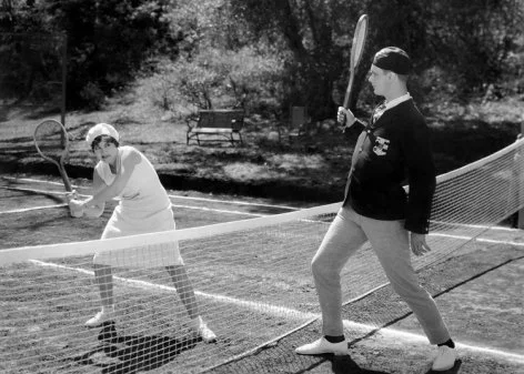 Couple playing tennis, Greeting Card