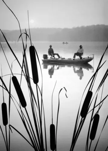 Two men on fishing boat, Greeting Card