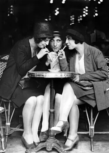 Three women sharing lemonade, Greeting Card