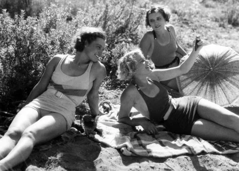 Three women relaxing, Greeting Card