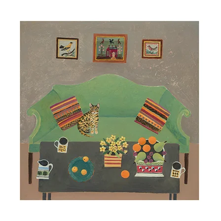 Tiger And The Green Sofa, Greeting Card