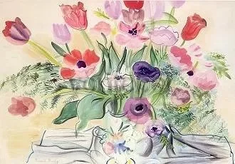 Anemones and Tulips, Greeting Card